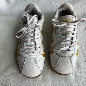 Embroidered Nike Gold leaf motif Cortez